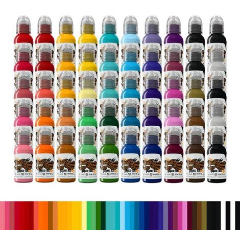 50 Bottle Color Set: Полный Спектр Цветов для Профессиональных Татуировок